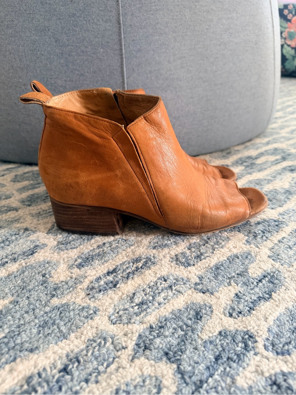 Women’s Corso Como Tan Leather Peep-Toe Ankle Bootie